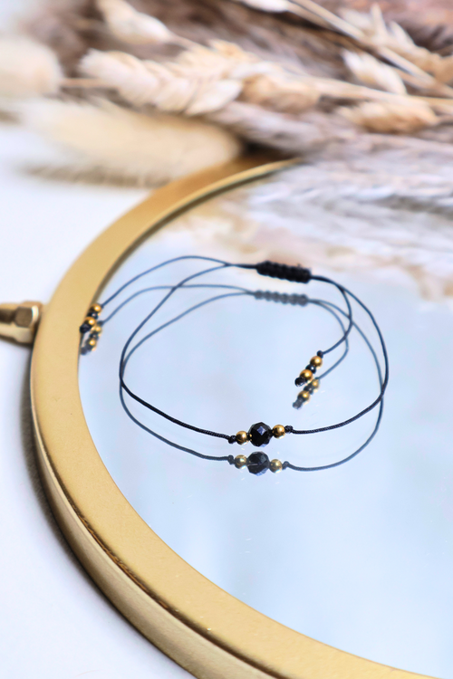 Bransoletka "Złota Ochrona 2" z czarnego turmalinu — ręcznie robiona bransoletka handmade — widok 2